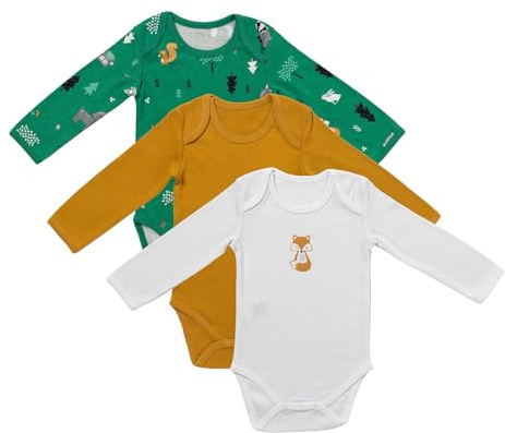 schlummersack Langarm Baby Body Set aus 100% Bio Baumwolle | 3 Stück Body Baby - Sommer Babybody Langarm Bio Baumwolle | Baby Bodys in verschiedenen Größen und Designs