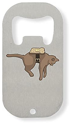 Cat And Butter Toast Anti Gravity Infinite Energy Apribottiglie in Acciaio Inossidabile Argento