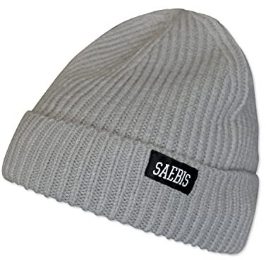 SAEBIS Ribbed Beanie Damen und Herren - Unisex Klassische Strickmütze - Classic warme Mütze für das ganze Jahr - Kopfbedeckung - (Grau)