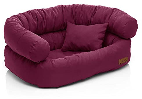 Juelle Hundebett - Großhundesofa, Abnehmbarer Bezug maschinenwaschbar, flauschiges Bett, Hundesessel Santi S-XXL (Größe: XL - 120x85 cm, Bordeaux)