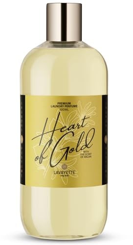 Lavayette Profumo Premium per Lavanderia - Heart Of Gold, Profuma Bucato al Argan - Ideale per Tessuti, Biancheria da Letto, Lenzuola Vestiti Lavati a Mano o in Lavatrice- Odore Fresco - 500ml