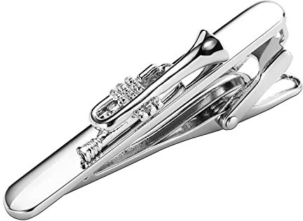 Skcess Krawattennadel Silber, Krawattenklammer für Herren Trompete Krawattenklammern Rostfreier Stahl Geschenke für Herren Und Damen