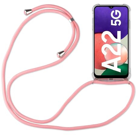 betterfon Hülle Kompatibel mit Samsung Galaxy A22 5G | Handykette Smartphone Halskette Hülle mit Band | Handyhülle mit Kordel zum Umhängen Kompatibel für Galaxy A22 5G | Rosa