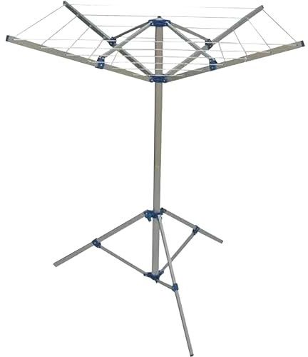 Vanilla Leisure Rotary Washing Line - 15m Drying Space - Free Standing & Portable Rotary Clothes Airer - Indoor & Outdoor Collapsable Clothes Dryer - Assembled dimensions: H145cm x W106cm x D106cm
