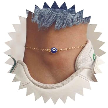 Yienate Boho Evil Eye Cheville Bracelet Blue Eye Pendentif Cheville Chaîne Or Pied Chaîne Minimaliste Été Plage Cheville Pied Bijoux Cadeaux pour Femmes Filles