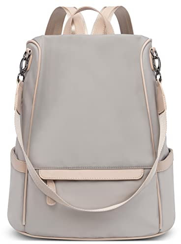 DORRISO Moda Mochila de Mujer Antirrobo Bolso Mochila Ligera Casual Viaje Bandoleras Vacaciones Bolso de la Universidad Impermeable Nailon Mochila de Señoras Gris