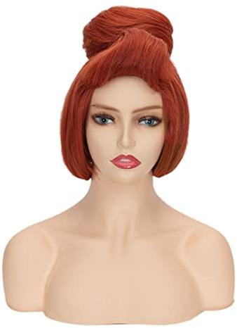 50s Women Wig | FVCENT Wilma Flintstone Halloween Costume for Women,The Flintstones,60s Short Red Vintage Updo Halloween Costume Bun Party Wig (Red)