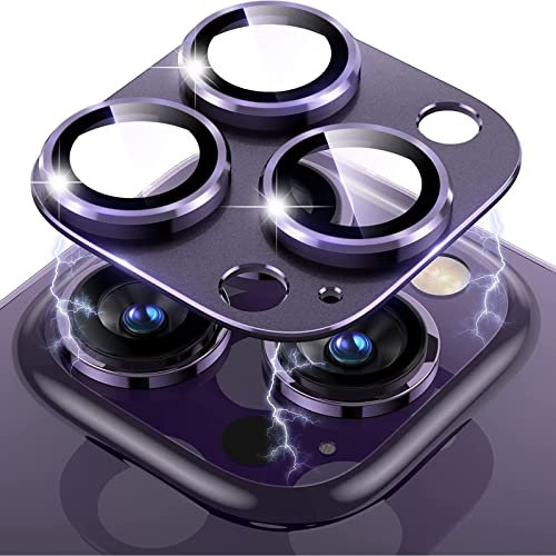 LanQii Protezione Lente Pellicola Compatibile con iPhone 14 PRO/iPhone 14 PRO Max, Telaio Alluminio Vetro Temperato Protezione Fotocamera Posteriore Durezza 9H per iPhone 14 Pro/14 PRO Max -Viola