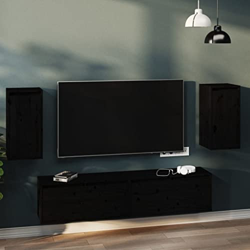 Würfelregale 2 STK, Würfelregal-Set in Moderner Regalwürfel Flexicube Massivholz Kiefer Hängeregal Cube Regal für Bücher DVD Auszeichnungen Büchern Sammlerstücken, Schwarz 80x30x35 cm