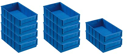 SparSet 10x Blaue Industriebox 300 B | HxBxT 8,1x18,3x30cm | 3,4 Liter | Sichtlagerkasten, Sortimentskasten, Sortimentsbox, Kleinteilebox