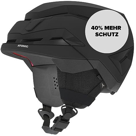 ATOMIC BACKLAND Skihelm leicht & sicher - Black - Größe M - Maximale Stoßdämpfung - Active Aircon Belüftungssystem - 3D Ear Pads + 360° Fit System für perfekten Sitz - Kopfumfand 55-59 cm