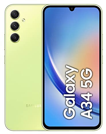 Samsung Galaxy A34 5G, Android Smartphone, 6,6 Zoll Dynamic AMOLED Display, 5.000 mAh Akku, 256 GB/8 GB RAM Handy in Awesome Lime inkl. 30 Monate Herstellergarantie [Exklusiv bei Amazon]