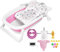 Sinbide Faltbare Babywanne mit Stütze, Baby Badewanne, Neugeborene Baby-Plastikbadewanne mit Faltbaren Anti-Rutsch-Beinen, Temperatursensor Badewanne für das Baden von Kleinkindern (rosa)