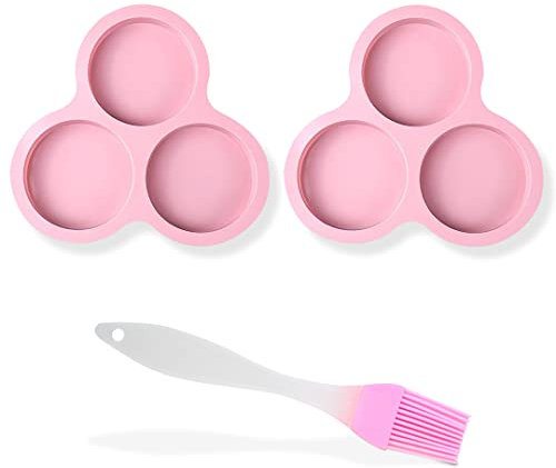 Zayookey 2 Pièces Silicone Air Fryer Egg Pan, Réutilisable Moule à Muffins, Anti-adhésif Moule à œufs pour Friteuse à air, Ronde Moule à Pâtisserie œufs Accessoire à Frite pour Muffins Cupcakes (Pink)