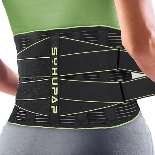 SYXUPAP Rückenstützgürtel Damen Herren mit Einstellbar Klettverschluss, Rutschfest Dauerhaft Rückengurt, Atmungsaktiv Bauchweggürtel, Stützgürtel Rückenbandage Testsieger für Frauen Unterrücken S-XXL