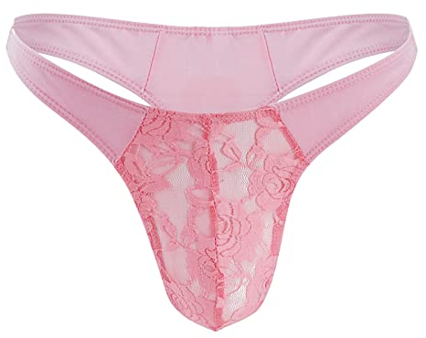 QWUVEDS Herren Spitze Einfache Persönlichkeit Mode Lässig Sexy Mini Tanga Unterwäsche Spitze T Hosen Slip Seamless Slip Boxershorts mit Eingriff