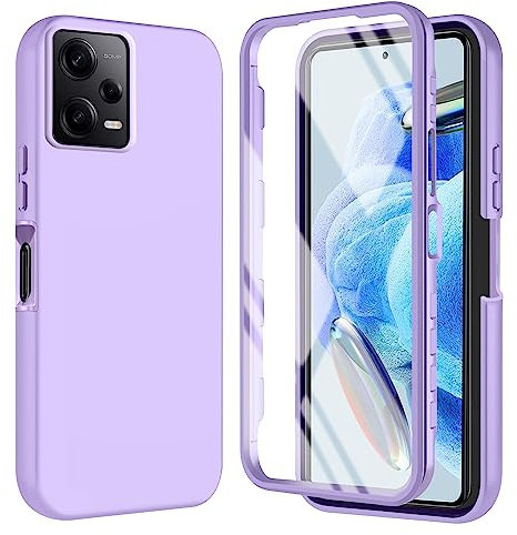 Tawarror Funda para Xiaomi Redmi Note 12 Pro 5G/Xiaomi Poco X5 Pro 5G, Carcasa 360 Grados Silicona con Protector de Pantalla Incorporado Antigolpes Protección Doble Cara Bumper, Violeta