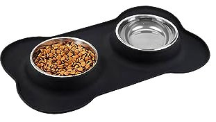 Dog Bowls, Puppy Bowl with Mat Tray - Stainless Steel Double Bowls, Non Slip Dog Bowls for Small Dogs Puppies Kittens Cats Food Water Feeding