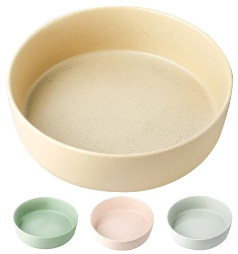 UBEE Ceramic Dog Bowl, 7 inch Dog Dish Dog Food Bowl, Pet Food Water Dish Feeding for Medium Small Dogs and Large Cat, Spotted Beige