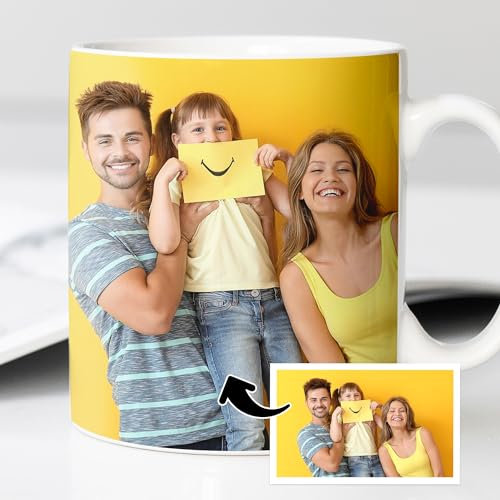 Transparent Gift Taza Personalizada con Foto. Tazas Personalizadas con Foto de Cerámica. Regalos Originales para Hombre y Mujer. Regalos Personalizados con Foto. Regalos para Amigas, Pareja, Familia