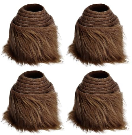 4pcs Plüsch Pelzstoff Vorgeschnittene Streifen Kunstfell, Fell Flauschiges Plüsch Handwerksfell zotteligen Pelz Stoff Schnitte flauschige Pelz Patches für Zwerg DIY Basteln, 1.5mx10cm braun