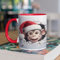 3D Cute Animal Mug | Creative Design Ceramic Coffee Mug | Monkey Mug | 3D Effect Crack Mugs Xmas Christmas Funny Gift Presents Novelty Red Trim Dishwasher/Microwave Safe Ceramic 11oz