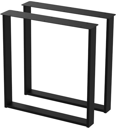 BK Styl 2 StückTischbeine aus Metall U-Form | Tischgestell aus 80x20mm Profilen | Tischkufen Tischfüße Möbelbeine für Schreibtische & Esstische I Stahl Pulverbeschichtet (715x720mm Black)