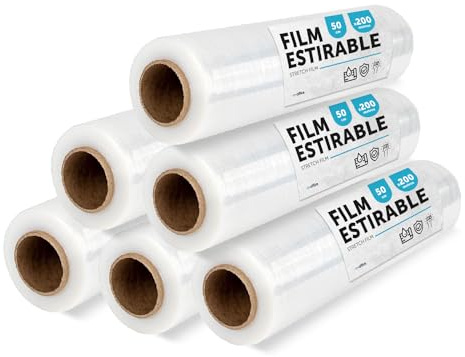 Transparent förpackningsfilm, plastskydd, transparent film för flyttboxförpackning, skydda möbler och frakt, storlek 50 cm x 200 m sträckbar · m-office (transparent, 6 st)