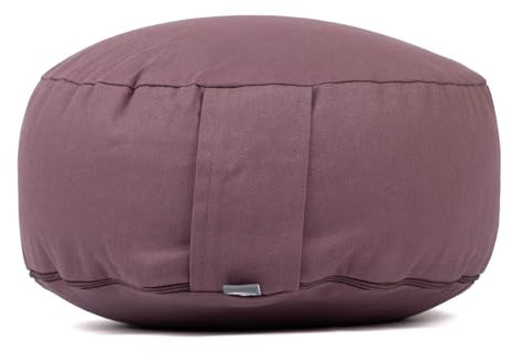Bodhi Meditationskissen Rondo ECO | Yogakissen mit Bio Dinkelfüllung | Bezug aus 100% Baumwolle | Waschbarer Bezug mit praktischer Trageschlaufe | Höhe 20 cm (Dusty Purple)