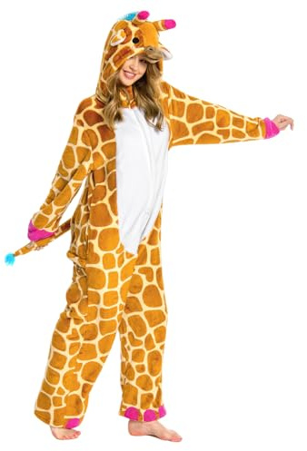 OLAOLA Tier Onesie Erwachsene Unisex Kostüm Jumpsuit Pyjama | Weicher Flanell mit 3D-Kapuze und praktischem Bauch-Reißverschluss. Ideal für Halloween, Karneval, Cosplay & Mottoparty.