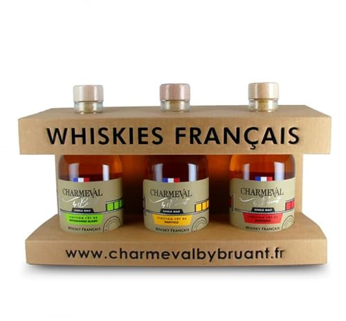 Whisky francais Single Malt - coffret 3 x 20 cl Bourgogne - Banyuls - Bourbon - Charmeval by Bruant