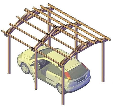 Pergola Carport in legno 300x400 cm, in pino impregnato, Made in Italy