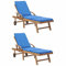 Homgoday Sonnenliegen mit Auflagen 2 STK. Gartenliege Relaxliege Strandliege Liegestuhl Balkonliege mit Verstellbar Rückenlehne Freizeitliege für Garten Balkon Massivholz Teak Blau
