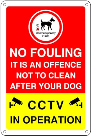 No Fouling It Is An Offence Not To Clean After Your Dog Sign - Pre-Drilled 1.2mm Rigid Plastic, Weatherproof Indoor & Outdoor (300 x 200mm)