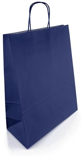 Netuno 10 Papiertaschen Dunkel-Blau 25 x 11 x 32 cm Kraftpapier Tüten mit Griffen farbige Geschenktaschen Geschenktüten Mitgebseltüten Papiertragetaschen Papierbeutel paper bags