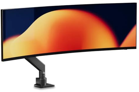 Alberenz® Einzel Monitor Halterung, Verstellbarer Monitorarm für 17-57 Monitore, ideal für Ultrawide Displays (auch Curved), ergonomisches Design, höhenverstellbar und neigbar, Farbe Schwarz