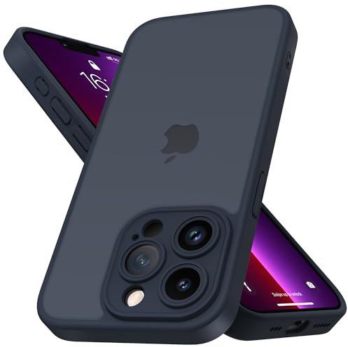 Coque iPhone 13 Pro avec Objectif d'appareil Photo, Protection intégrale de qualité Militaire de 3 m, Protection Contre Les Chutes de Doigts avec Dos Mat Anti-Traces de Doigts, Bleu Marine