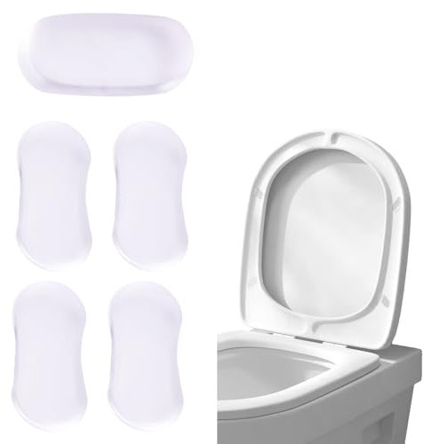 Acpetdr 5 Pcs Toilet Seat Pads Bumpers, Toilet Seat Bumpers Kit, Toilet Seat Buffer Pads, Toilet Seat Bumper Replacement Kit Bidet Bumpers, Transparent Toilet Lid Rubber Pad