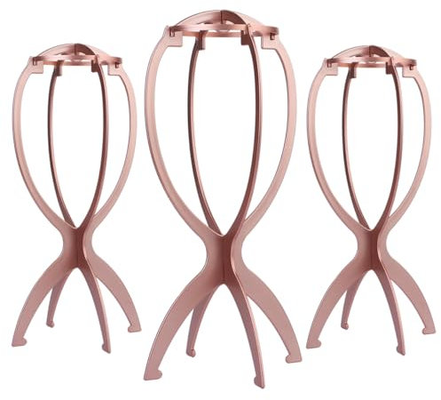 Dreamlover Perückenständer, Perückenkopfständer für Perücken, Roségold, 3 Stücke