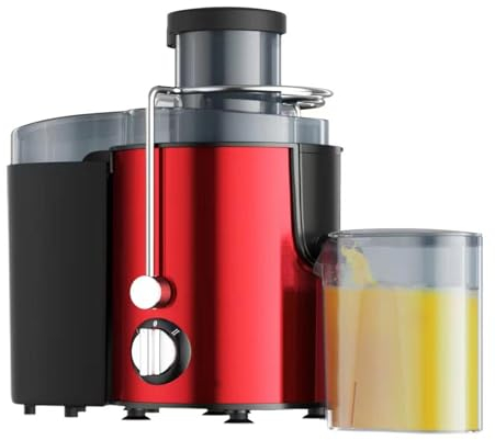 YSFHYAN Centrifugeuse Extracteur de Jus,Centrifugeuse Fruits et Legumes,Centrifugeuse Commerciale,Sortie de Jus AugmentéE,RéGlage à 2 Vitesses,pour Magasin de Boissons,Cuisine(Color:Rouge)