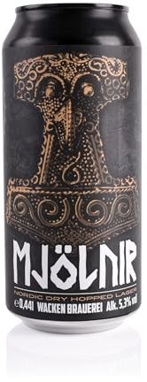 Wacken Brauerei - MJÖLNIR - Nordic Lager, 6 Dosen, 0,44 l, 5,3% vol. | Beer of The Gods Viking Craft Beer, Dosenbier, Party, Festival, Heavy Metal, Wikinger