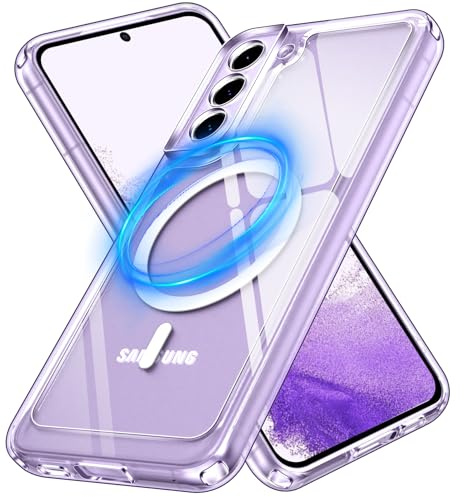 ivoler Klar Magnetisch Hülle für Samsung Galaxy S22 5G, [Kompatibel mit MagSafe] [Nie Vergilbung] [Militärischer Schutz] Stoßfest Kratzfest Transparent Schutzhülle Durchsichtige Handyhülle Case