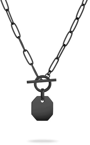LIEBESKIND BERLIN Damen T-Bar Halskette & Ohrstecker – Kette und Ohrstecker aus Edelstahl mit und ohne farbliche Details in Silber, Gold, Roségold & Schwarz – Moderner Schmuck für jeden Tag