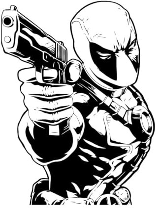Wandaufkleber mit Pistole, Superhelden-Comics, Deadpool, Vinyl-Aufkleber, Heim-/Kinderzimmer-Dekoration, Schlafzimmer, Garage, Wandbilder, klein – 32x42cm