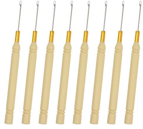 8 Pcs Pulling Hook Needle Tools Crochet Latch Hook Micro Needle Threader Loop Beads for DIY Craft and Hair Feather Extensions