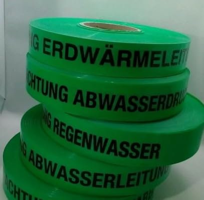 Generisch VeSa-Folien Trassenwarnband (Grün- Achtung Abwasserdruckrohrleitung, 250m)