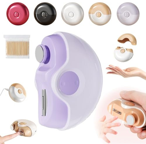 Liocwocne 2 in 1 Electric Polishing Automatic Nail Clippers, Electric Nail Clipper, Nail Trimmer with 2 Speeds, Nail Scraps Storage, Portable USB Rechargeable (Purple)