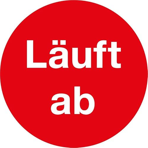 25 Stück – Prüfplakette auf Bogen MHD Hinweis „Läuft ab“ Etiketten Sticker Folie Rot | Ø 20-40 mm Made in Germany, Größen Name: Ø 40 mm