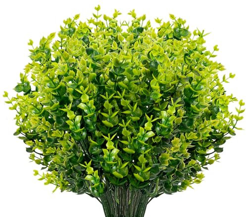 AIOR 6 Pezzi Artificiale Piante Fiori Finti Artificiali Arbusti Piante Resistenti ai Raggi UV per Interni ed Esterni, Decorazione per Casa, Ufficio, Giardino, Patio, Cortile (Verde)