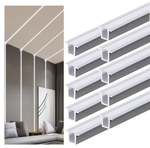 Veletta LED Soffitto 10 Pezzi Battiscopa Battiscopa Canale LED per Parete Angolo Soffitto, Illuminazione a Parete Canale in Alluminio Bianco con Copertura, Battiscopa Canale in Alluminio per Corridoi